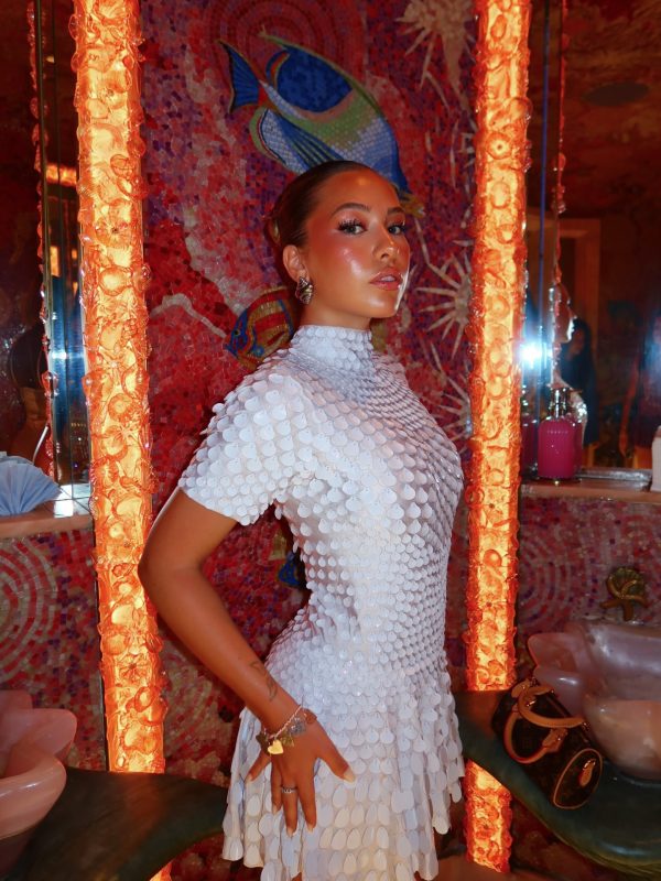 ayla sequin mini dress in white 14