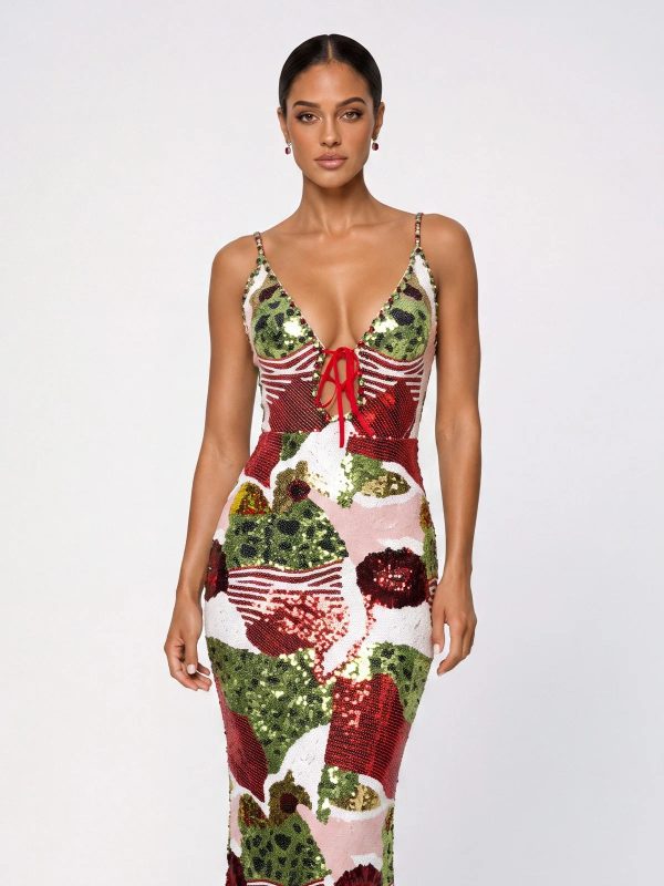 benvora v neck floral sequin maxi dress 13