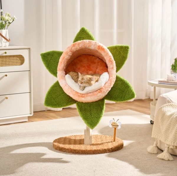chomper bloom cat tree with sisal scratcher & spring toy 13