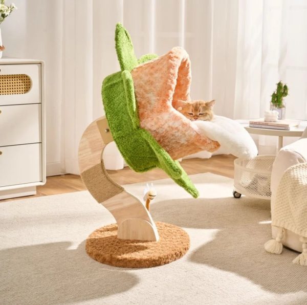 chomper bloom cat tree with sisal scratcher & spring toy 14