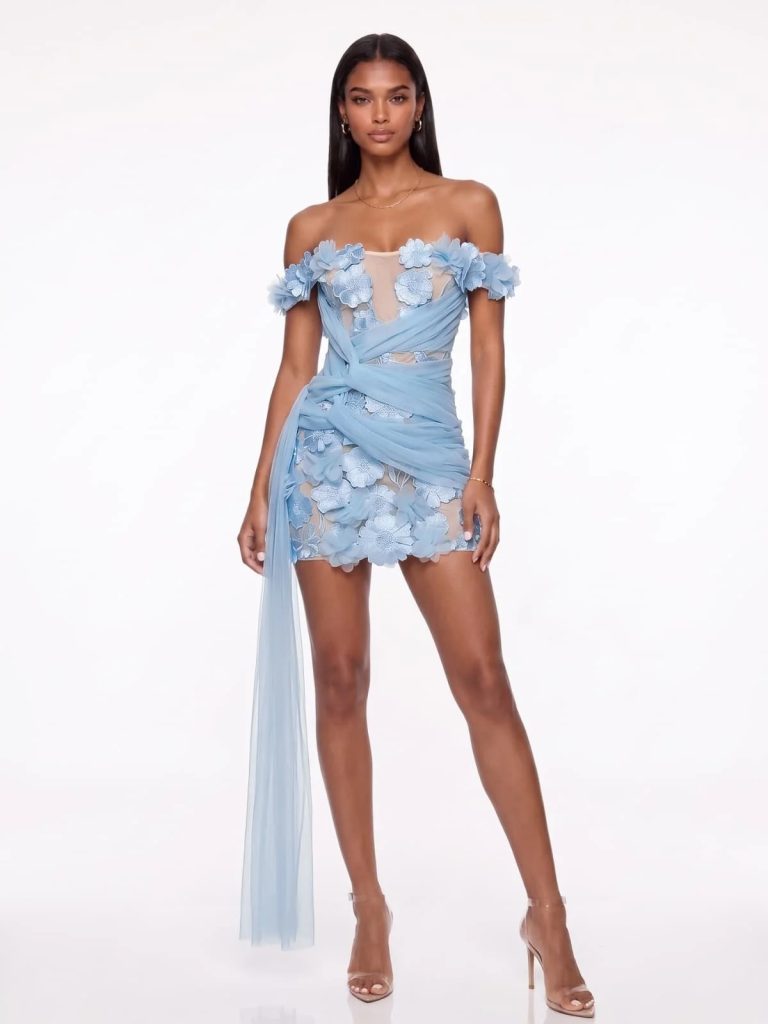 cirexen off shoulder flower mini dress 11