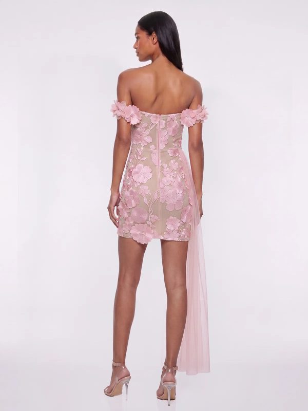 cirexen off shoulder flower mini dress in pink 14