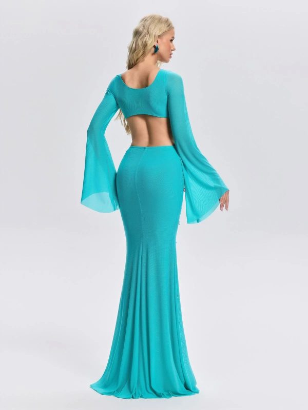 corvexi bell sleeve crystal skirt set 16