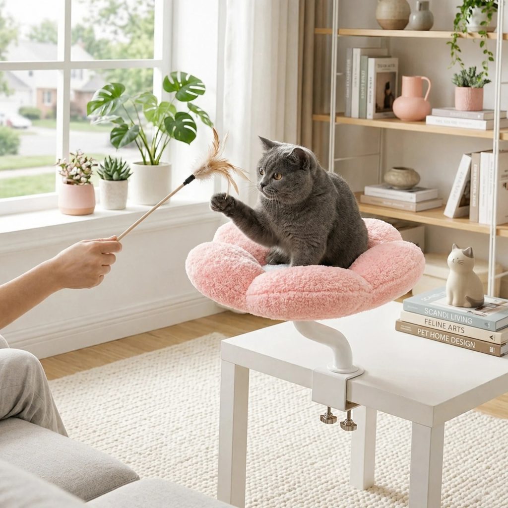 cozy flower desk cat bed 11