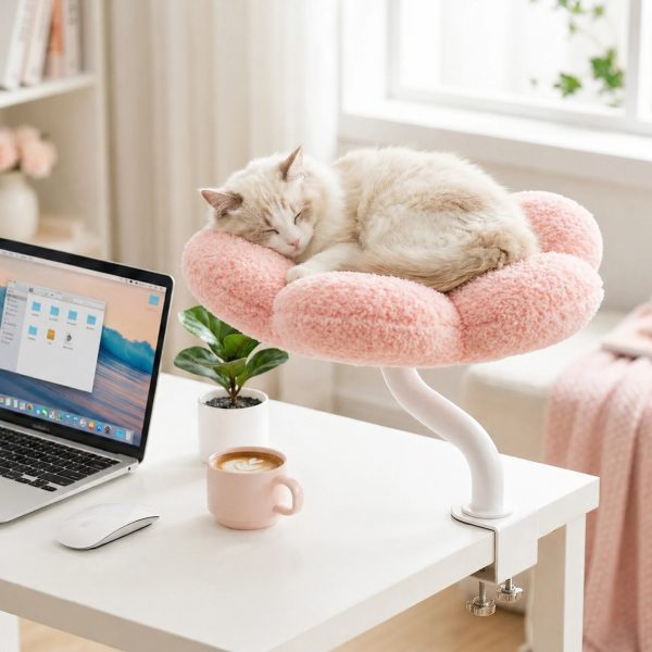 cozy flower desk cat bed 12