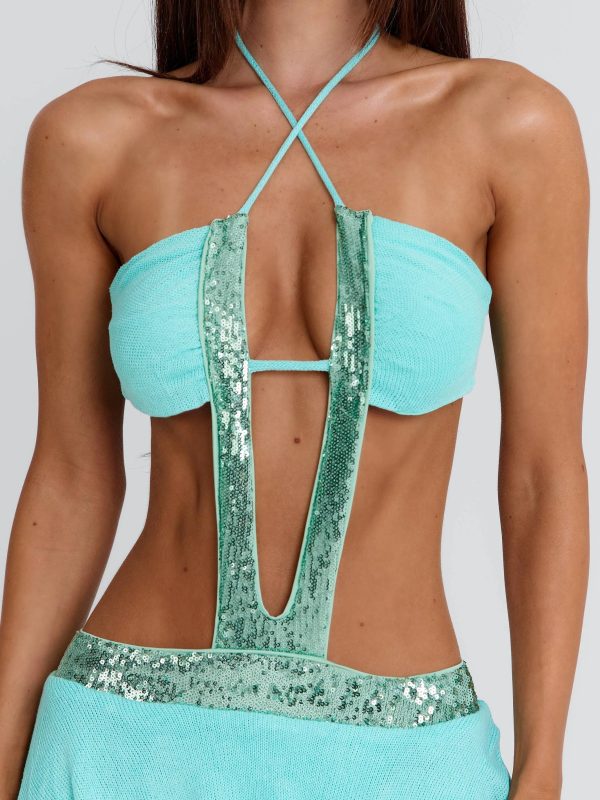 darla sequin mini dress in green 26