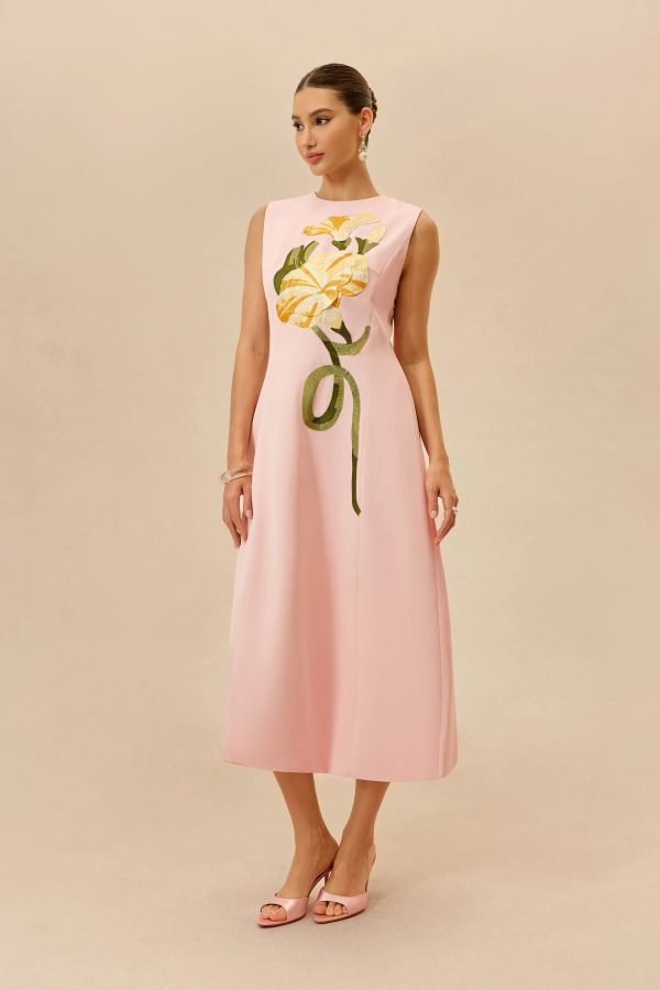 daryne sleeveless flower midi dress 14