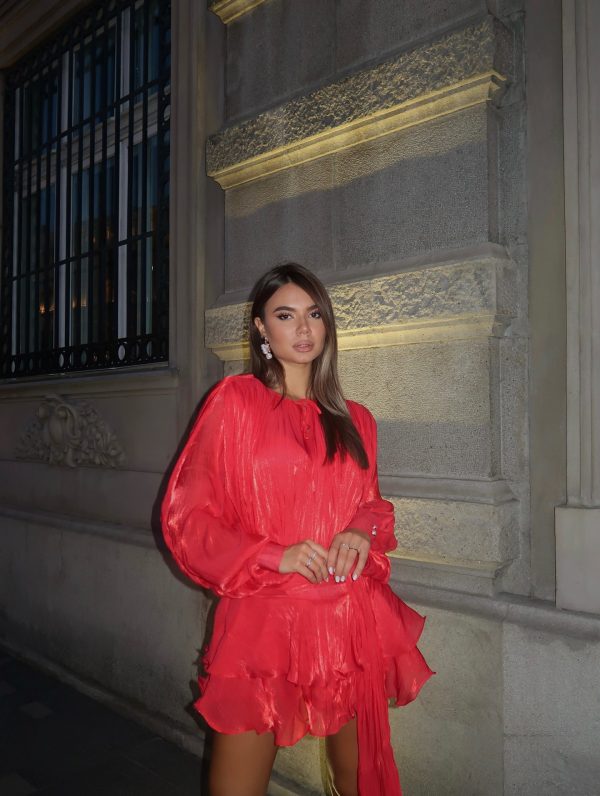dekia long sleeve lacing mini dress in red 13