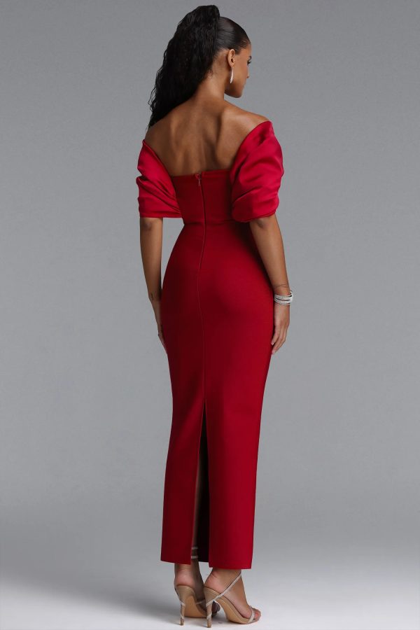 edda elegant contour rhinestone bandage maxi dress in red 16