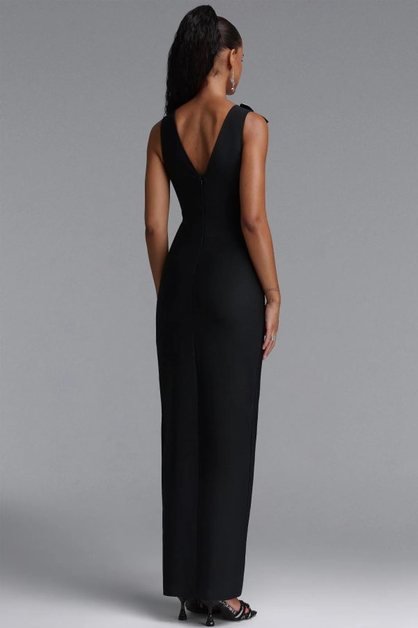 eren floral bandage maxi dress in black 16