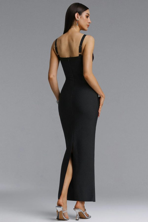 fifer heart shape rhinestone tassel bandage maxi dress 16