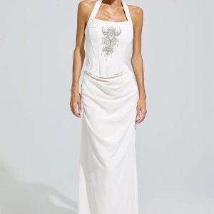 fuji halterneck rhinestone maxi dress 11