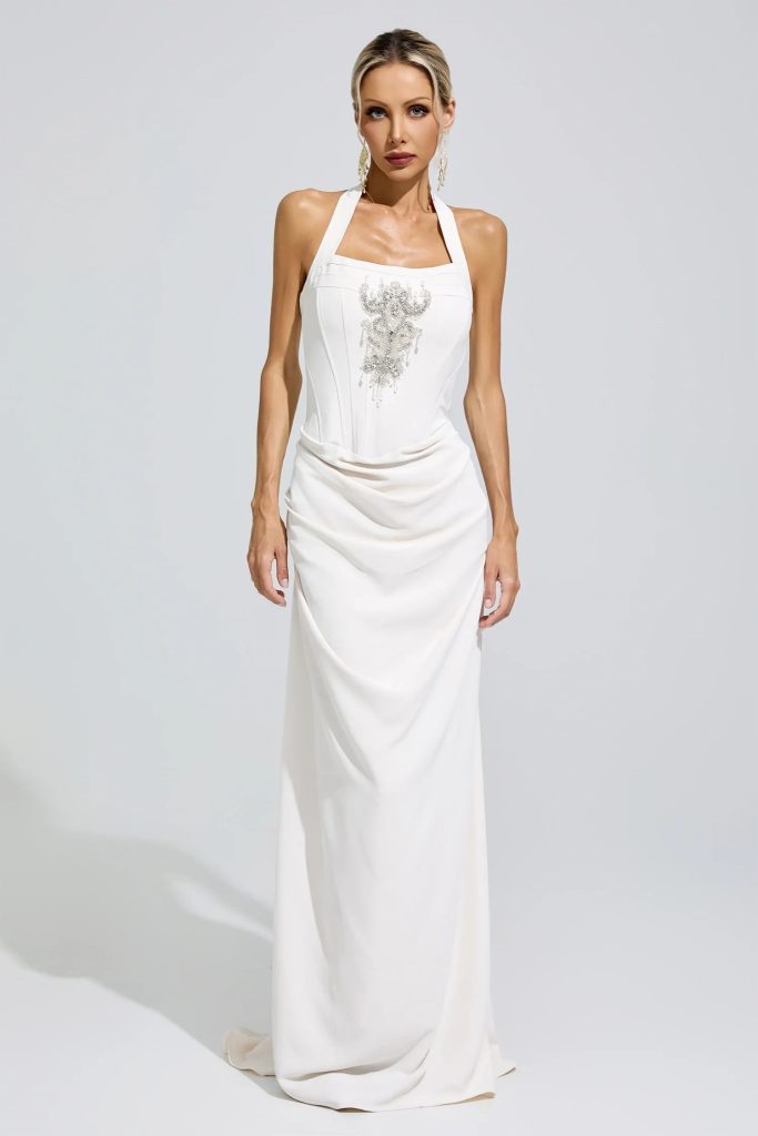 fuji halterneck rhinestone maxi dress 11