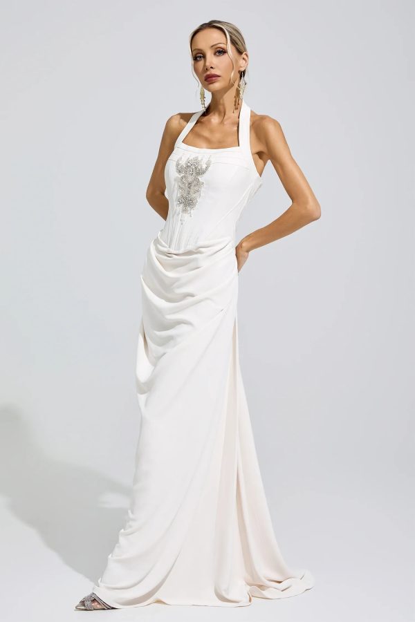 fuji halterneck rhinestone maxi dress 13