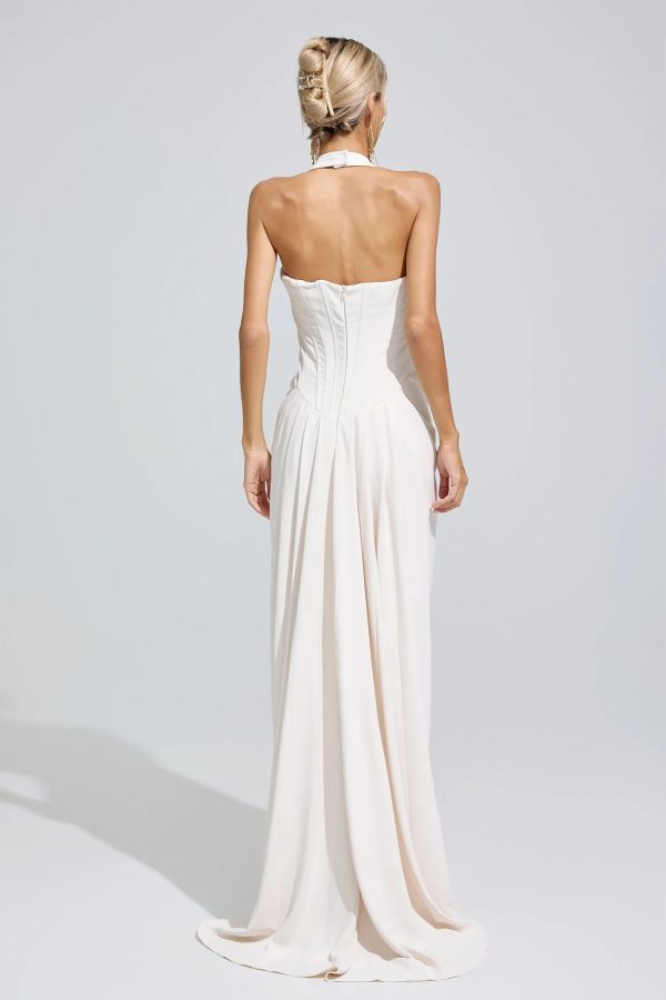 fuji halterneck rhinestone maxi dress 16