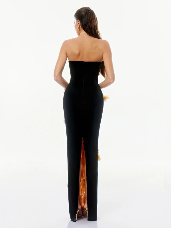 gefjun strapless leaf split maxi dress 16