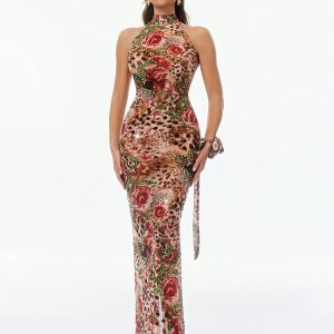 gemala halterneck printed rhinestone dress 11