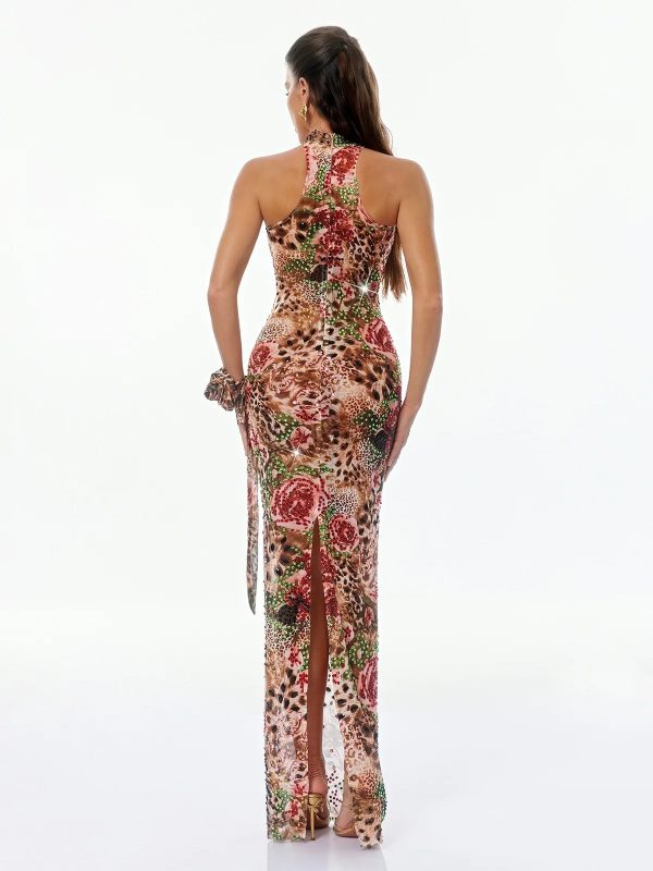 gemala halterneck printed rhinestone dress 16