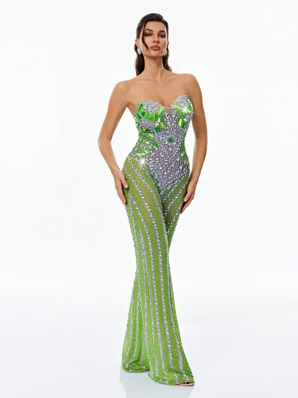 genevra strapless crystal mesh jumpsuit 14