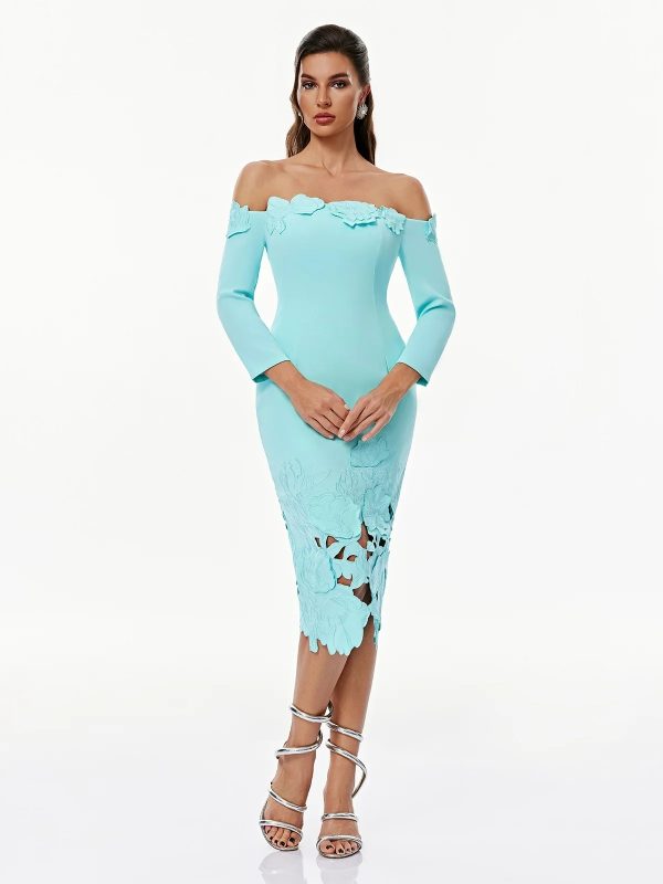 genna off shoulder flower midi dress 12