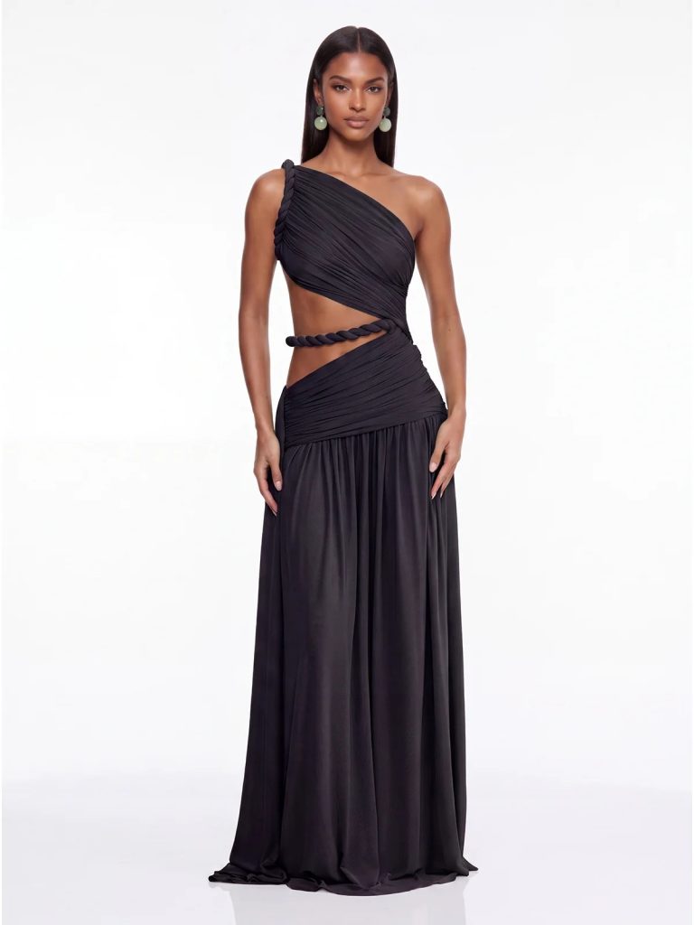 givora one shoulder cutout maxi dress in black 11
