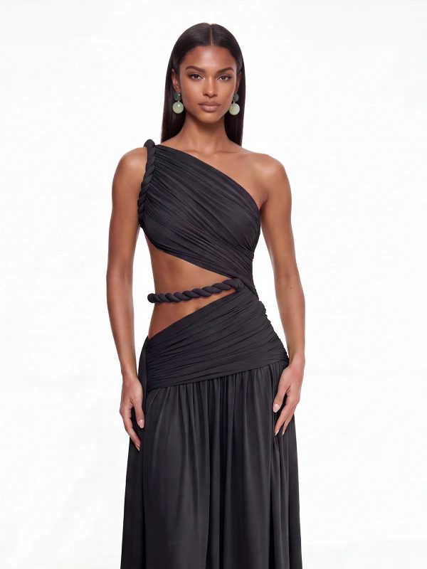 givora one shoulder cutout maxi dress in black 12