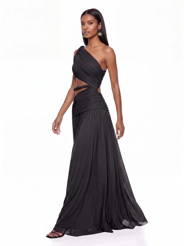 givora one shoulder cutout maxi dress in black 14