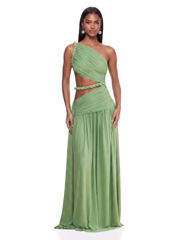 givora one shoulder cutout maxi dress in mint 11