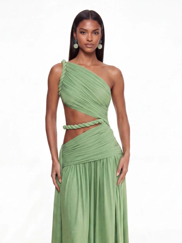 givora one shoulder cutout maxi dress in mint 13