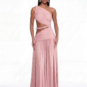 givora one shoulder cutout maxi dress in pink 11