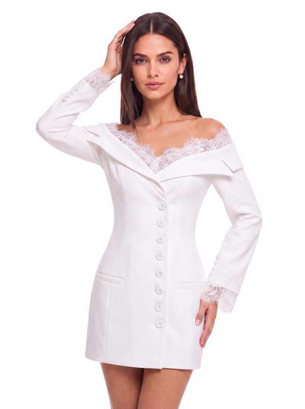 hornfels off shoulder lace mini dress 12