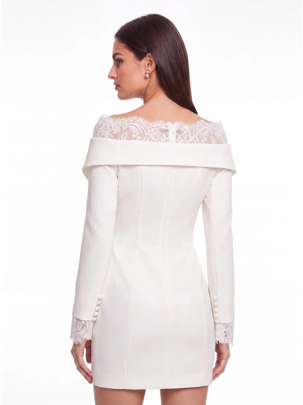hornfels off shoulder lace mini dress 14