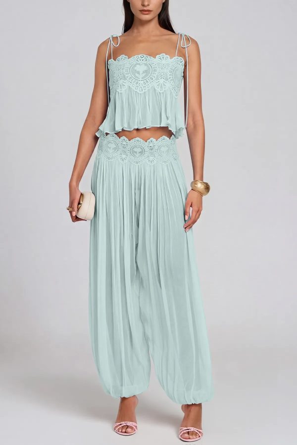 hyquorin spaghetti pleated pants set in mint green 12