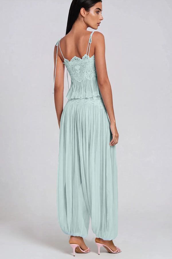 hyquorin spaghetti pleated pants set in mint green 15