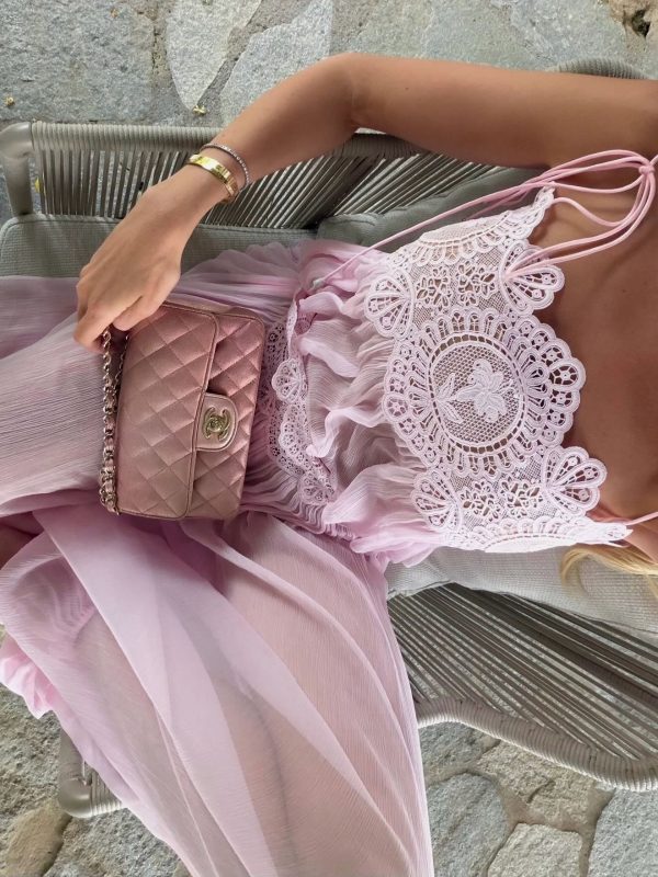 hyquorin spaghetti pleated pants set in pink 15