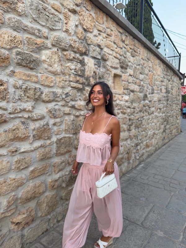 hyquorin spaghetti pleated pants set in pink 19