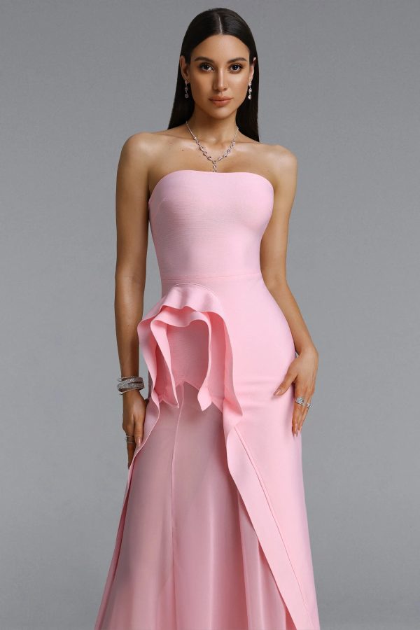 janneth elegant strapless ruffle maxi dress 12