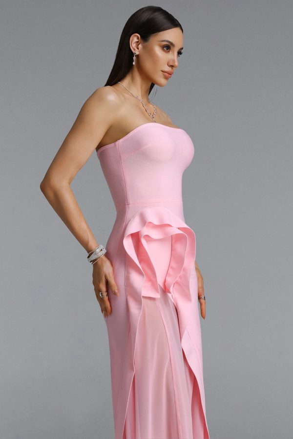 janneth elegant strapless ruffle maxi dress 14