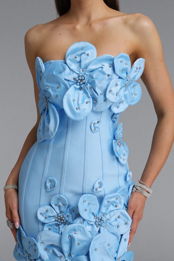 janneth strapless rhinestone floral mini bandage dress in blue 13