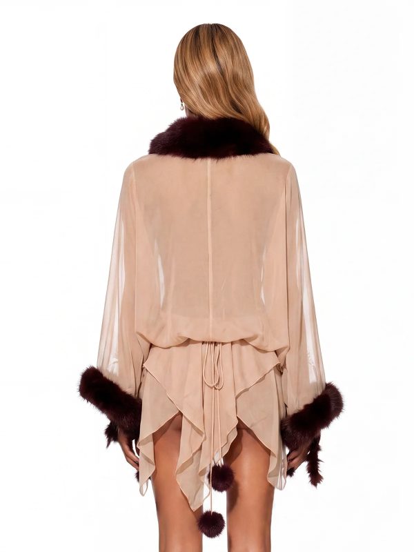 jasmor v neck faux fur mini dress 14
