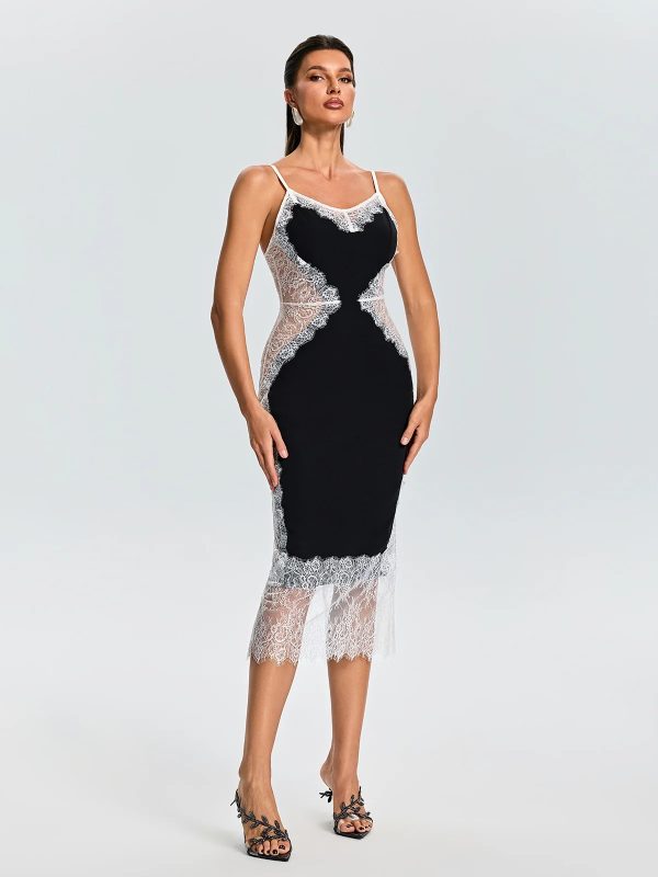 latham spaghetti lace midi dress in black 15
