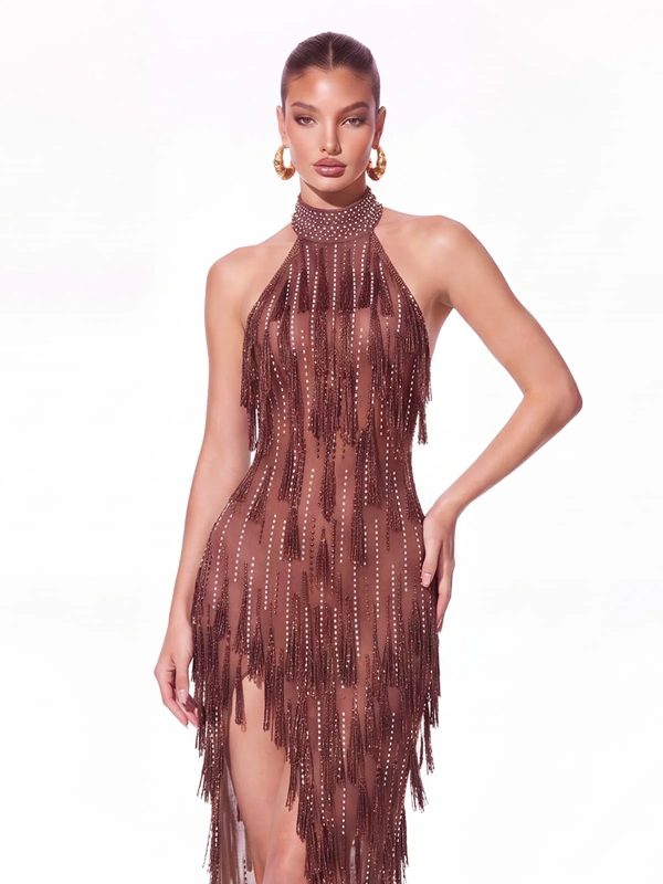 lavenix halterneck rhinestone fringe dress 13