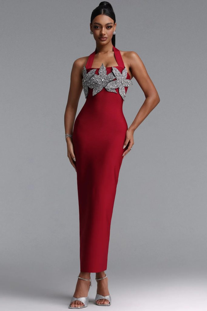 lennon halter floral rhinestone maxi bandage dress 11
