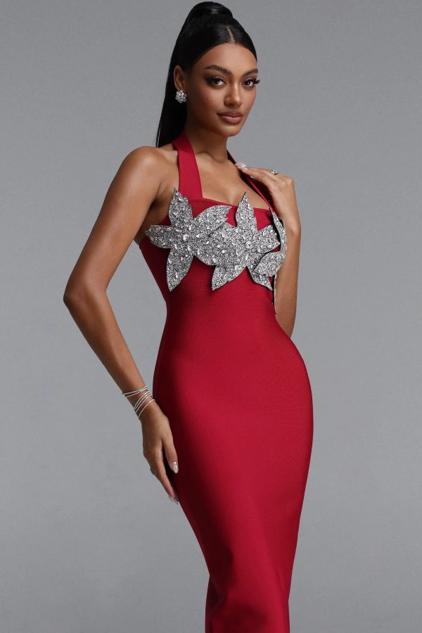 lennon halter floral rhinestone maxi bandage dress 14