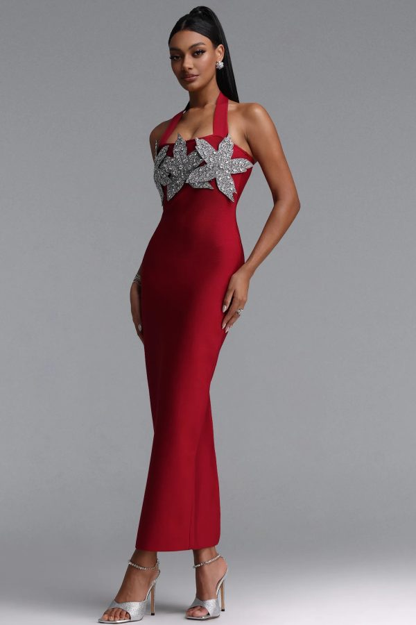 lennon halter floral rhinestone maxi bandage dress 15