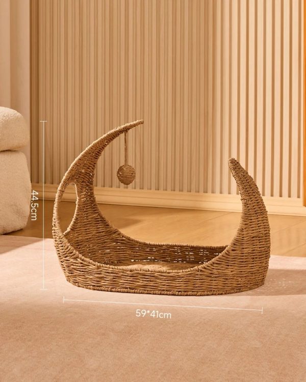 moon shaped woven comfortable cat bed 17