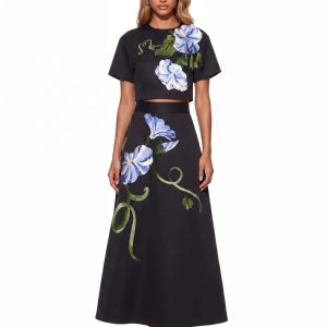 ogima short sleeve embroidered skirt set 11