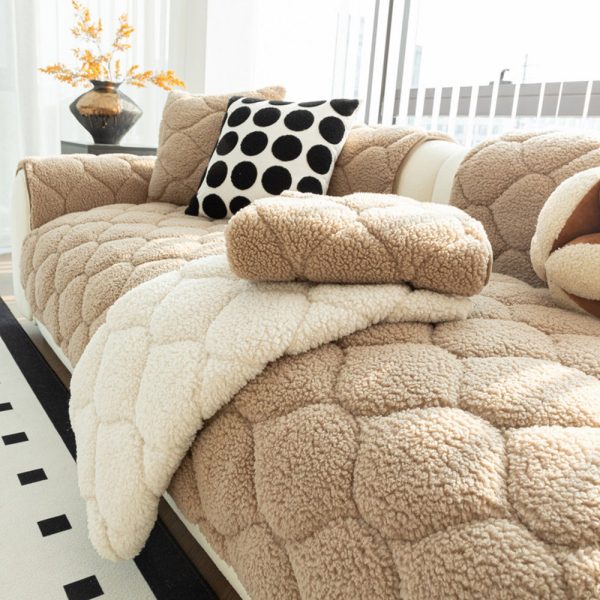 pet friendly thickened soft sherpa fleece non slip sofa protector couch cover 12