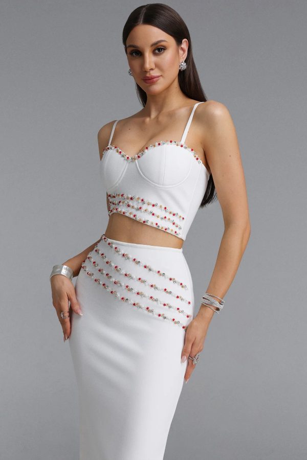 pora rhinestone bandage two piece set in white 14