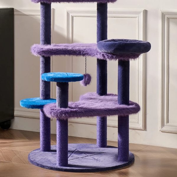 purple halloween cat tree with witch hat bed 29